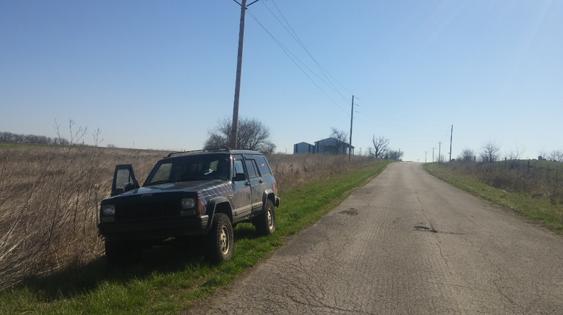The XJ on a country road in MIssouri.